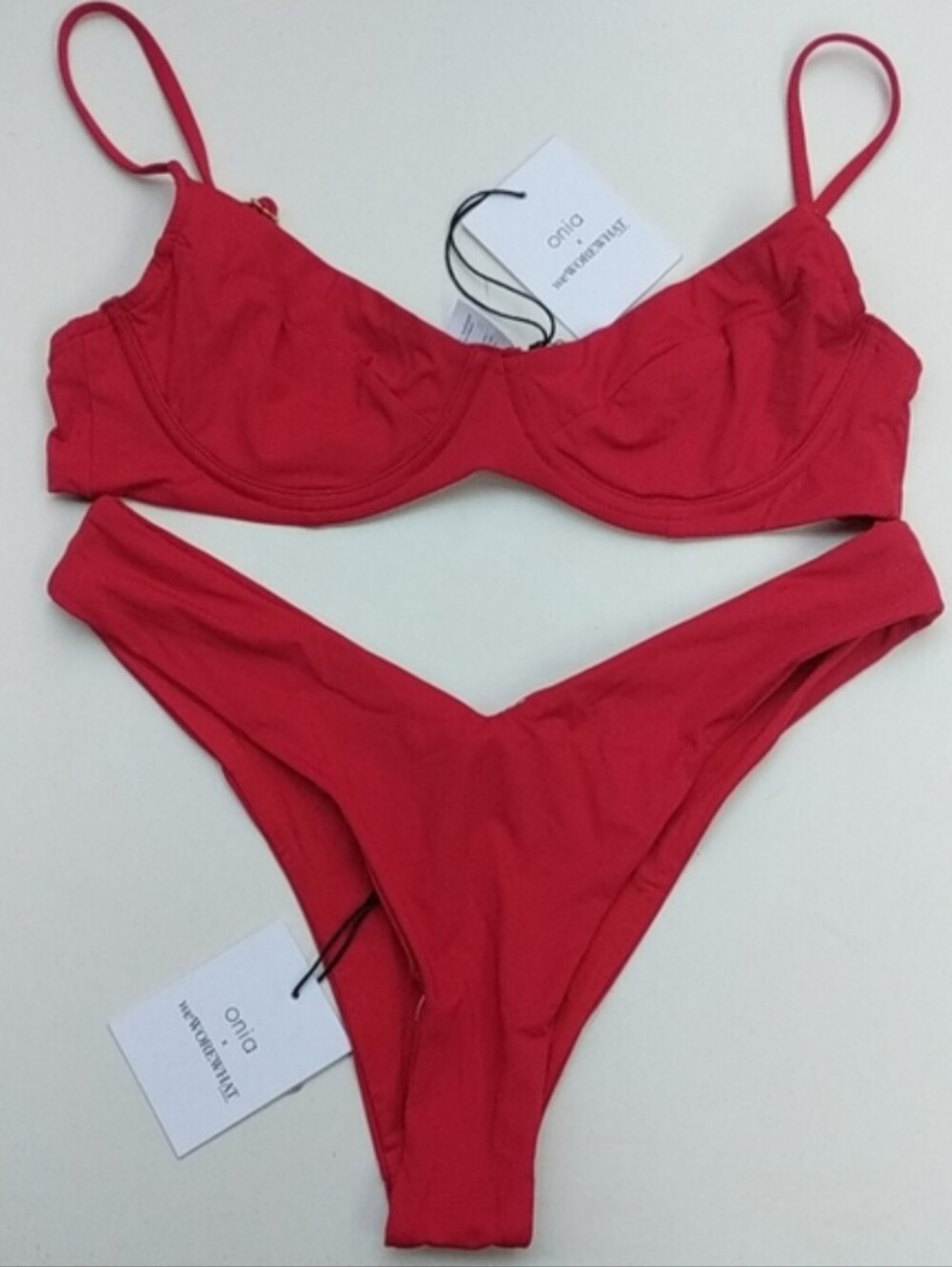 Onia X Weworewhat Red Bikini Set